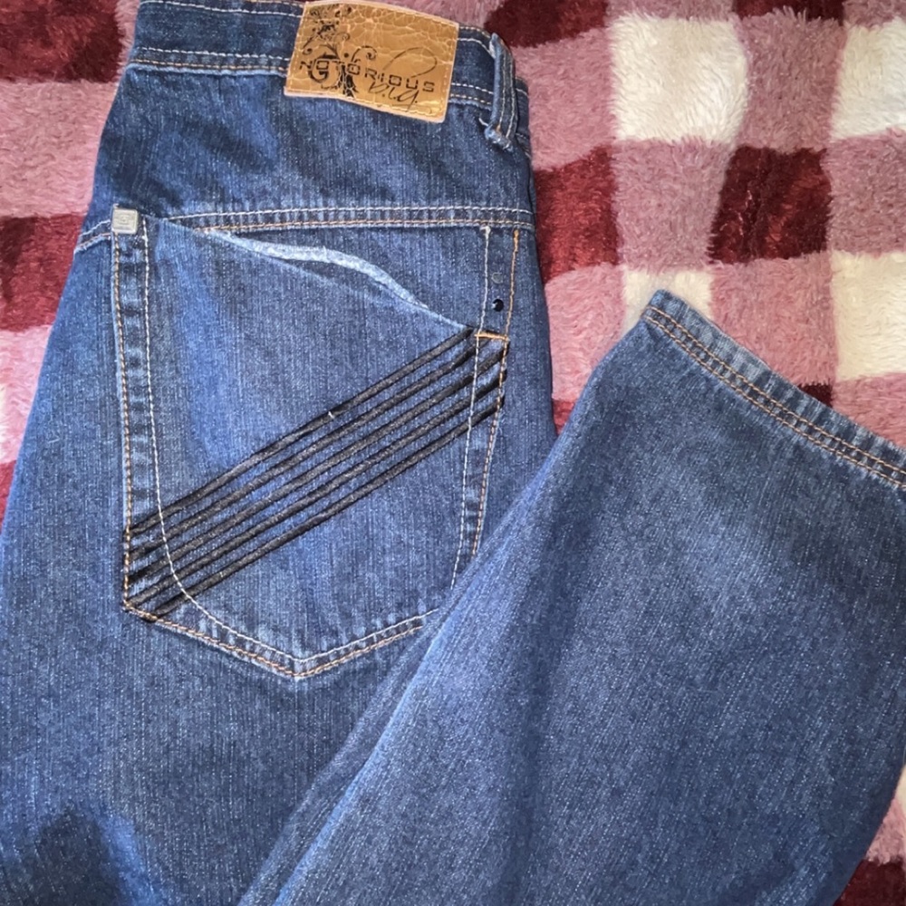 Notorious BIG Mens Jeans 34 x 31 Denim Embroidered Baggy Hip Hop Urban Rap Y2K